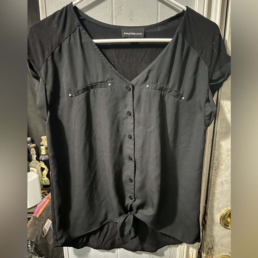Equestrian-Style Black Women's Blouse